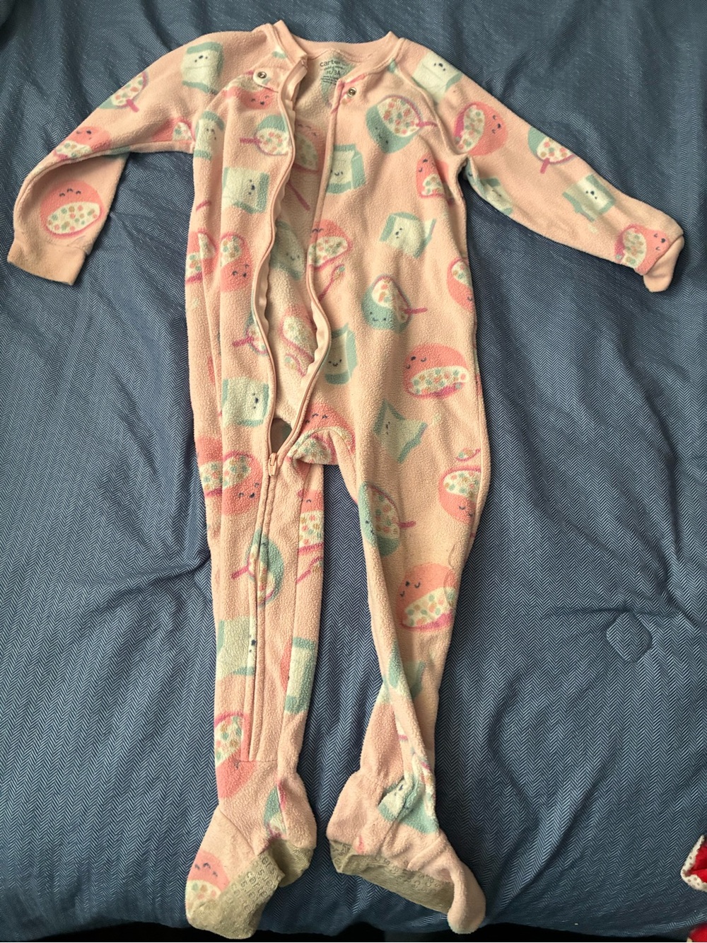 Carter's Pink Footed Pajama One-Piece with Mint & Coral Prints